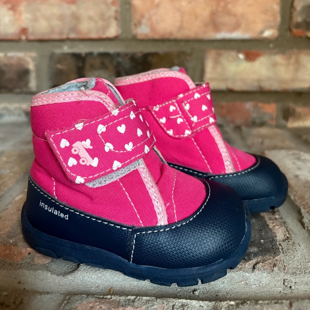 Insulated Pink and Navy Toddler Boots